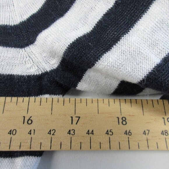 Club Monaco Linen Blend Nautical Sweater Women XS Striped Black White Knit 166 - Picture 8 of 10